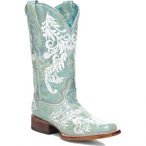 Corral Womens Turquoise Embroidery Western Cowboy Boots 7 Blue Green Glow